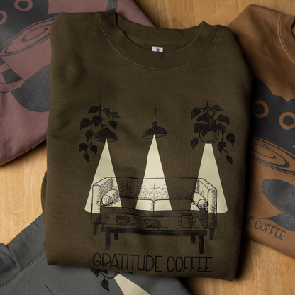 Army Green Gratitude Couch Crewneck Sweater