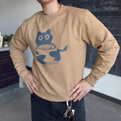 Sandstone Gratitude Cat Crewneck Sweater
