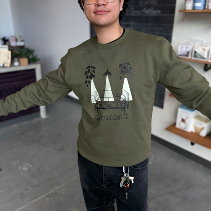 Army Green Gratitude Couch Crewneck Sweater