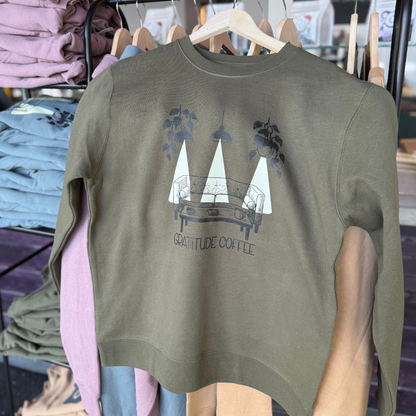 Army Green Gratitude Couch Crewneck Sweater