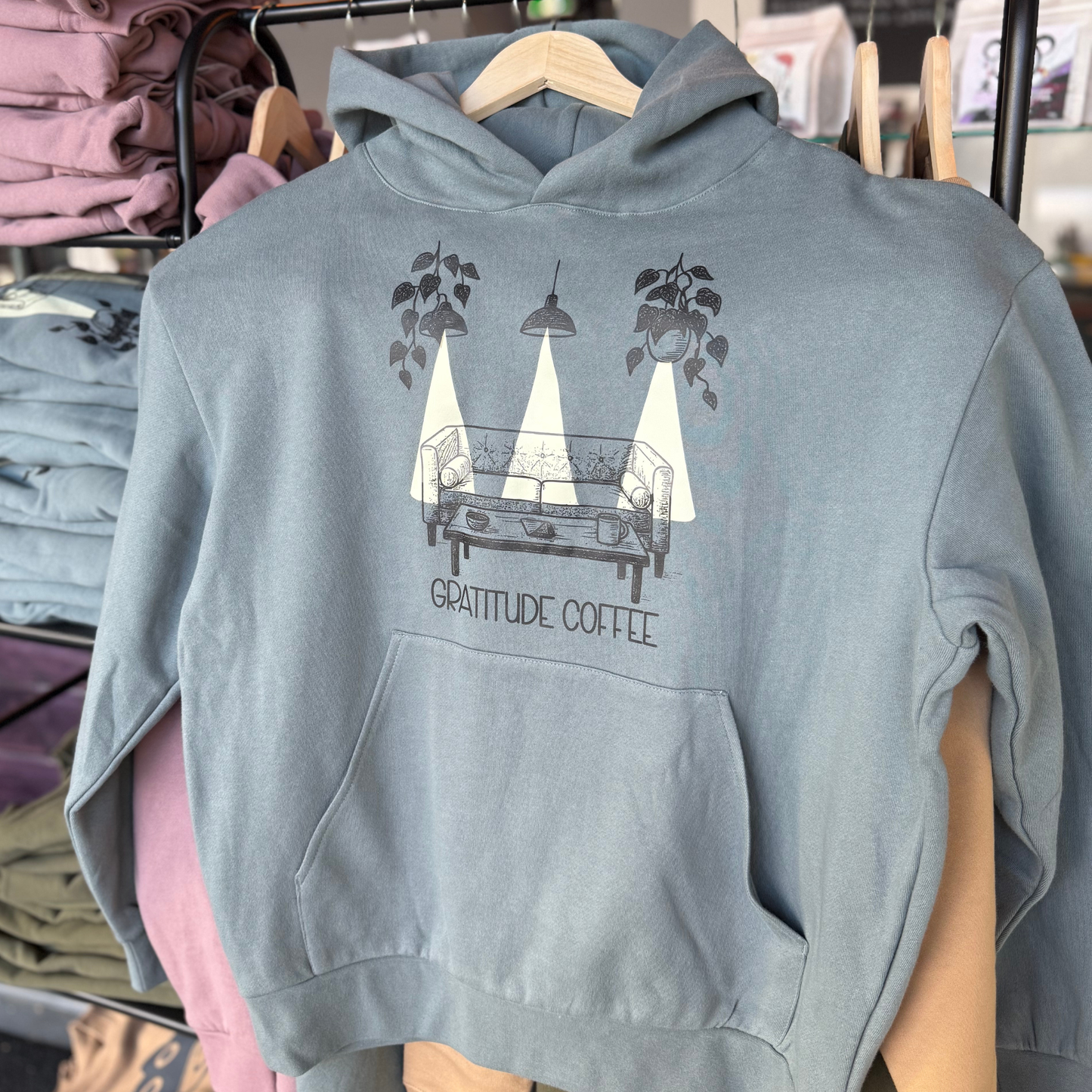 Blue Gratitude Couch Hoodie